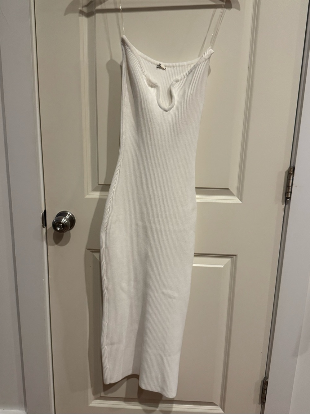 House of CB White Ribbed Midi “Oriana” Dress